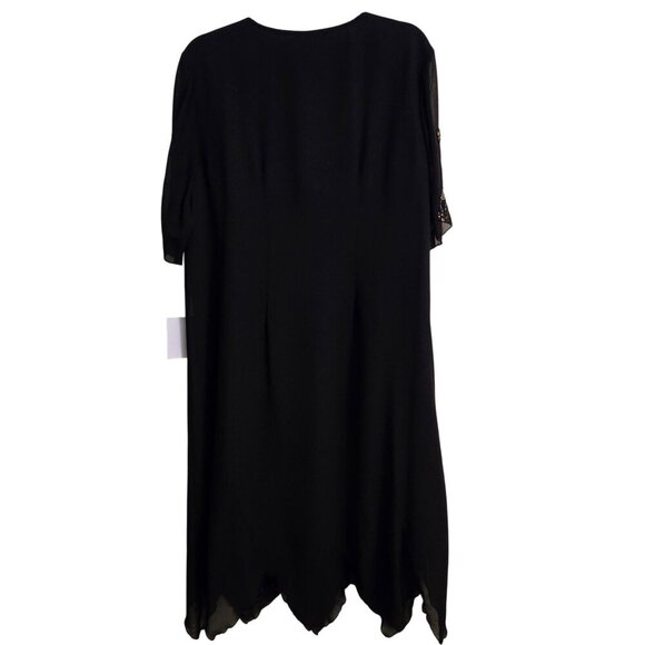 Ulla Popken NWT Black Beaded A Line For Chiffon Formal Maxi Dress Size 16/18 - Picture 2 of 7